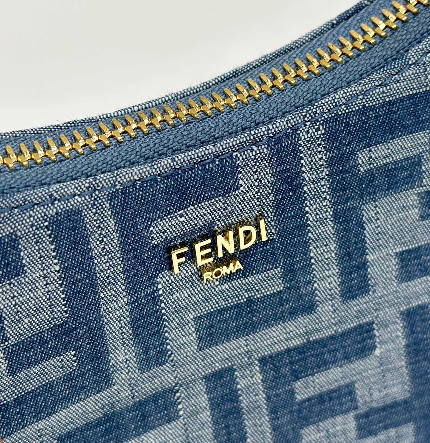 FENDI MEDIUM 27 BAG IN TRUE BLUE MONOGRAM DENIM GOLD HARDWARE mysite