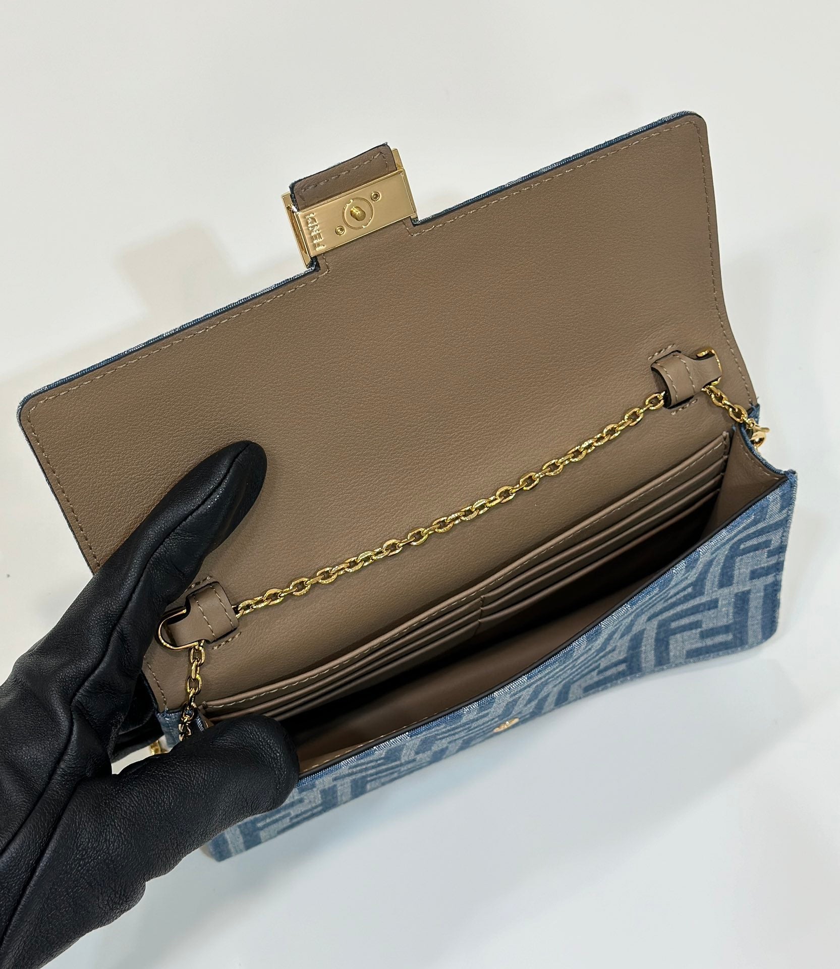 BAGUETTE MINI 21 BAG IN CERULEAN BLUE MONOGRAM DENIM WITH GOLD HARDWARE mysite