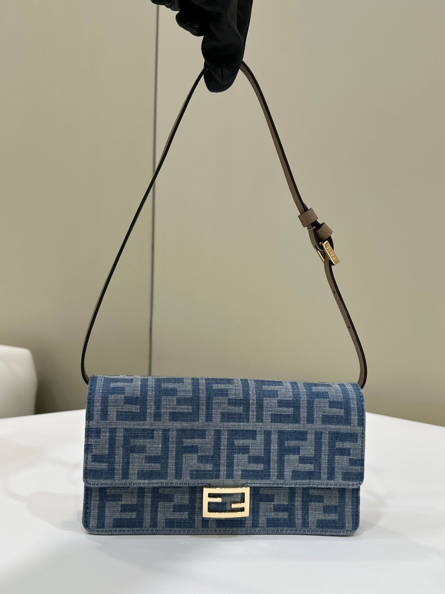 BAGUETTE MINI 21 BAG IN CERULEAN BLUE MONOGRAM DENIM WITH GOLD HARDWARE mysite