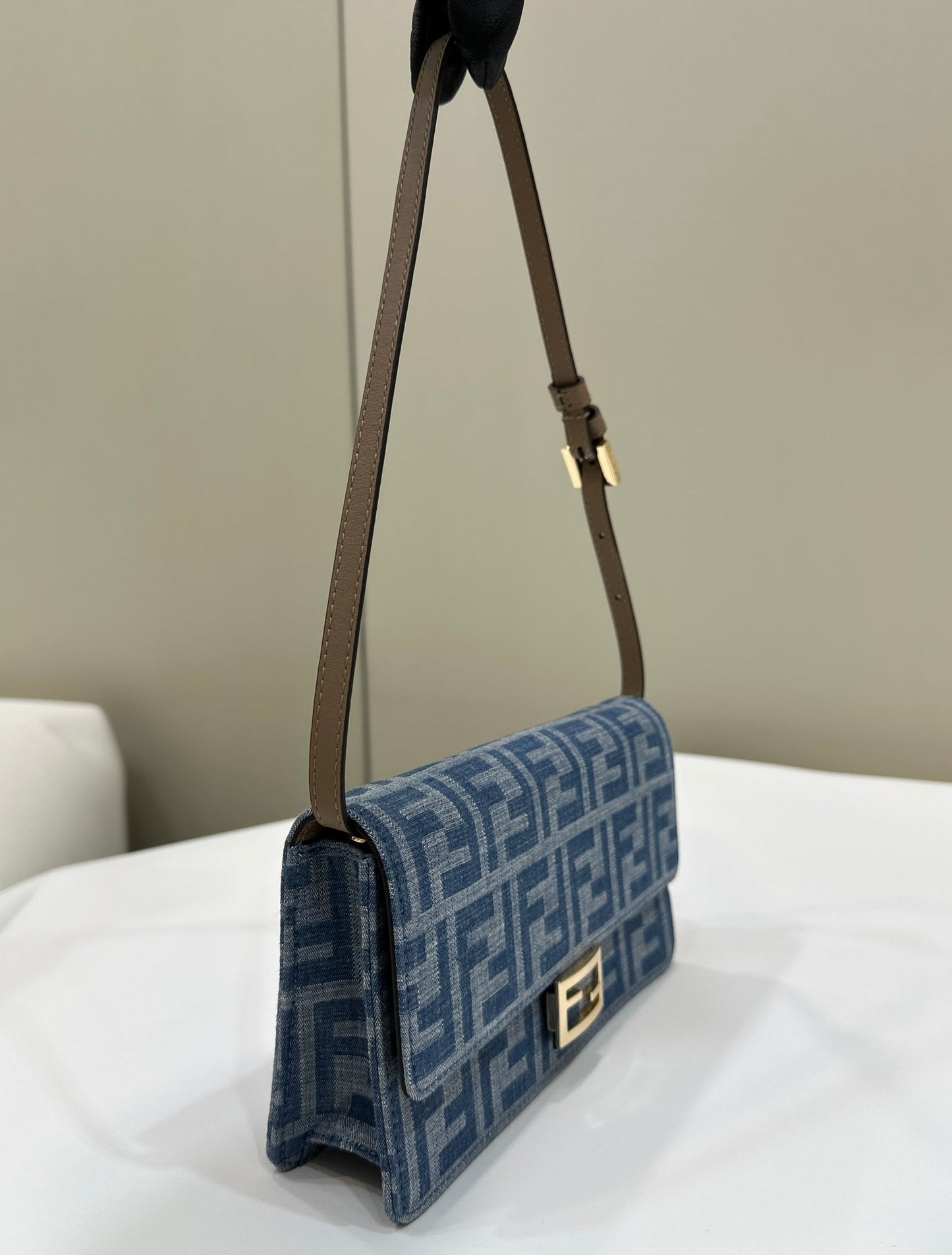 BAGUETTE MINI 21 BAG IN CERULEAN BLUE MONOGRAM DENIM WITH GOLD HARDWARE mysite