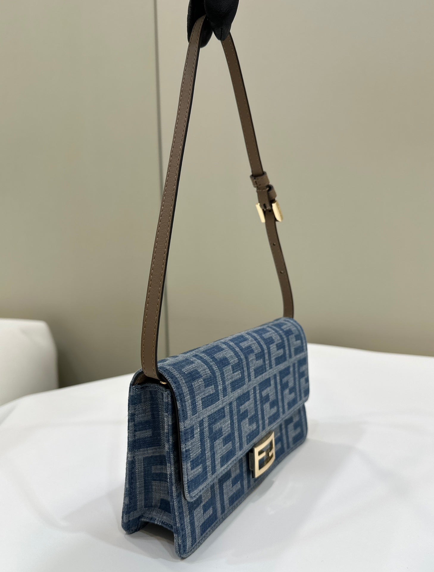 BAGUETTE MINI 21 BAG IN CERULEAN BLUE MONOGRAM DENIM WITH GOLD HARDWARE mysite