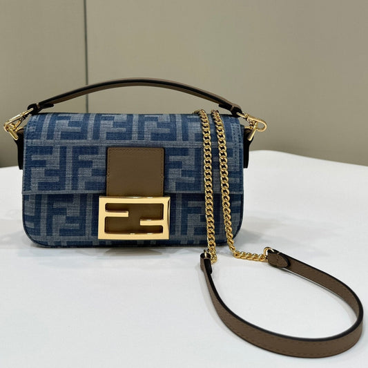 BAGUETTE MINI 19 BAG IN CERULEAN BLUE MONOGRAM DENIM WITH GOLD HARDWARE mysite