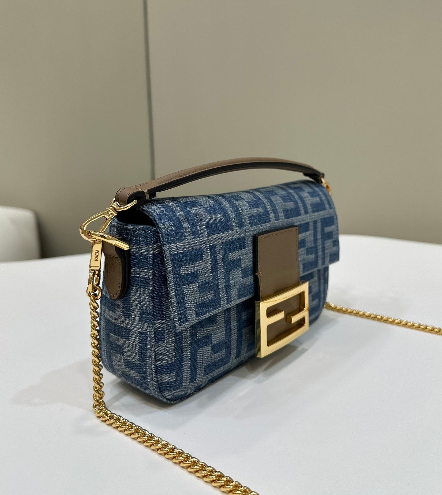 BAGUETTE MINI 19 BAG IN CERULEAN BLUE MONOGRAM DENIM WITH GOLD HARDWARE mysite