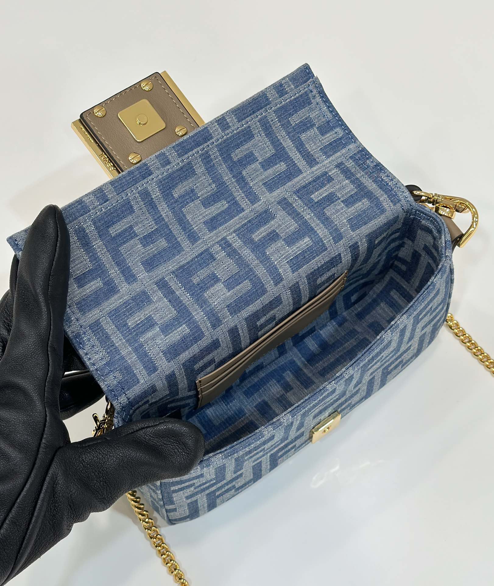 BAGUETTE MINI 19 BAG IN CERULEAN BLUE MONOGRAM DENIM WITH GOLD HARDWARE mysite