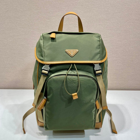 BACKPACK 45 IN SEAWEED GREEN RE-NYLON AND BROWN CALFSKIN TRIM mysite