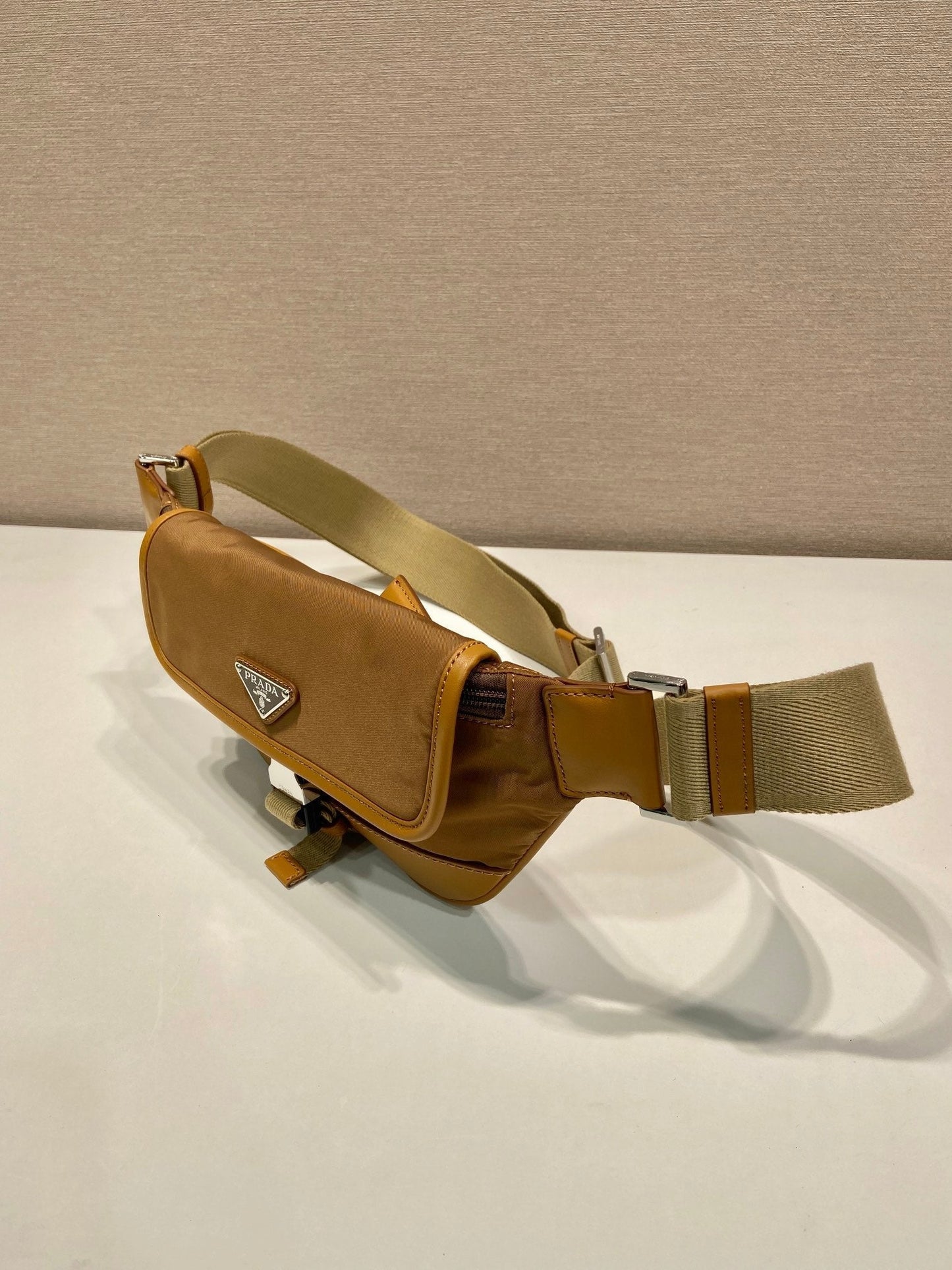 BELT BAG 18 IN SEPIA BROWN RE-NYLON AND CALFSKIN TRIM mysite