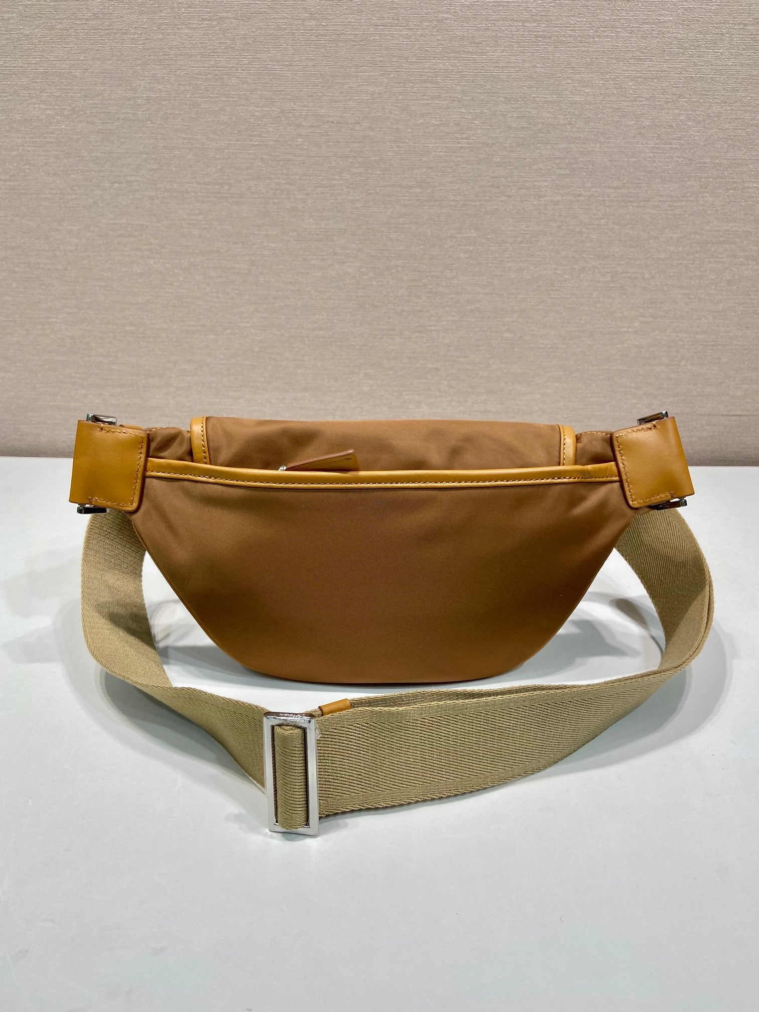 BELT BAG 18 IN SEPIA BROWN RE-NYLON AND CALFSKIN TRIM mysite