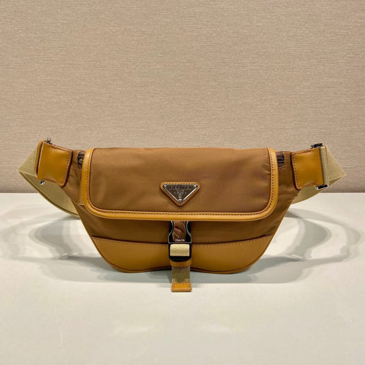 BELT BAG 18 IN SEPIA BROWN RE-NYLON AND CALFSKIN TRIM mysite