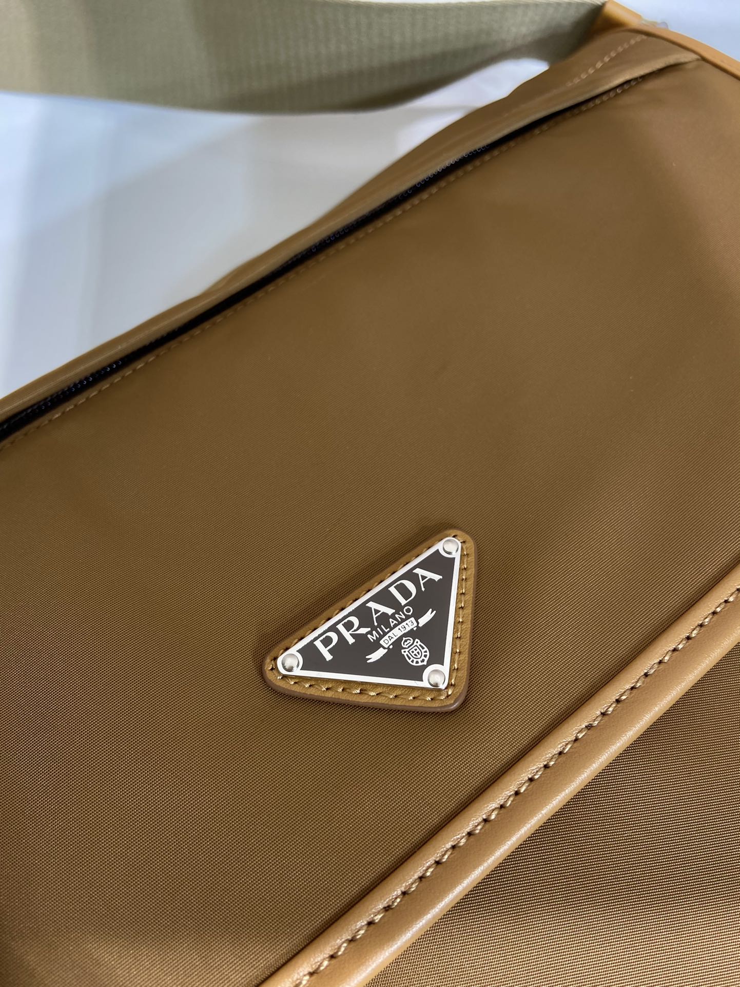 LARGE FLAP BAG 30 IN CIDER BROWN RE-NYLON AND CALFSKIN TRIM mysite