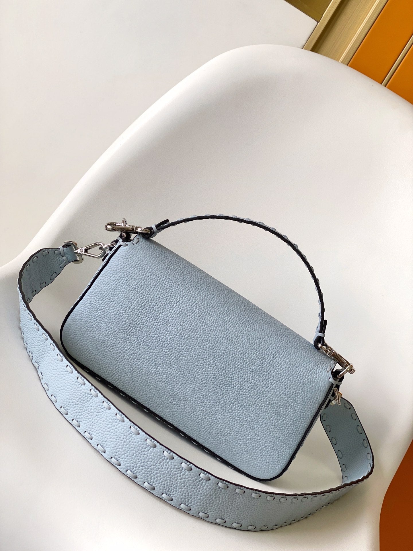 Fend Baguette 27 Bag Baby Blue Calfskin Shw mysite