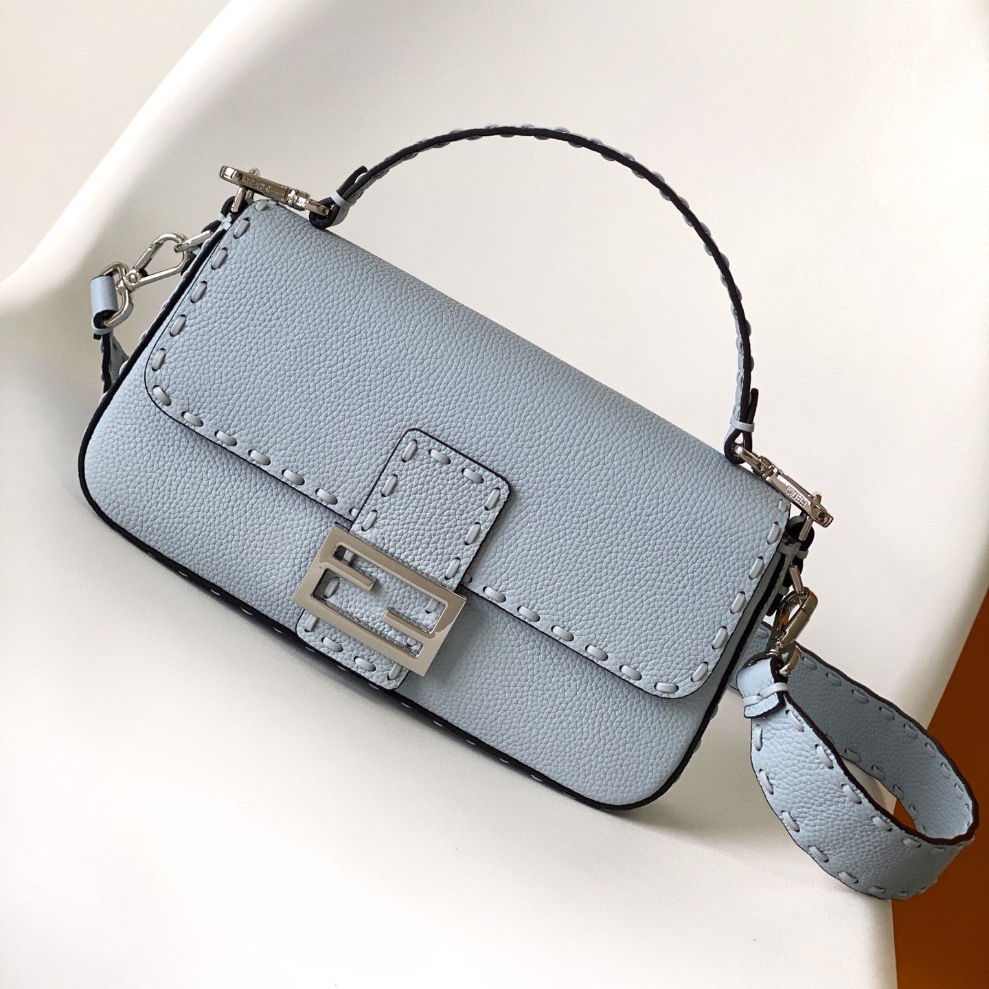 Fend Baguette 27 Bag Baby Blue Calfskin Shw mysite