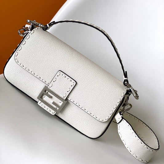 Fend Baguette 27 Bag White Calfskin Shw mysite