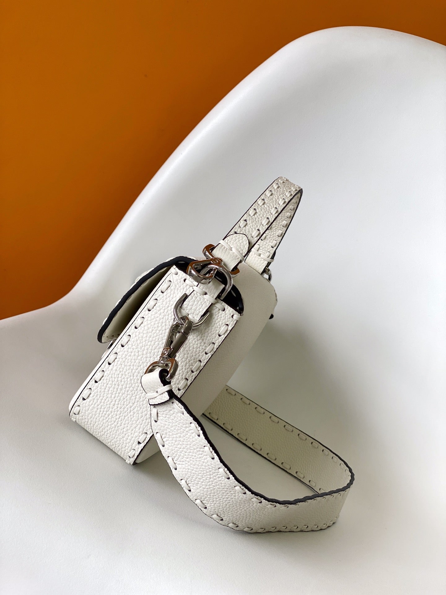 Fend Baguette 27 Bag White Calfskin Shw mysite