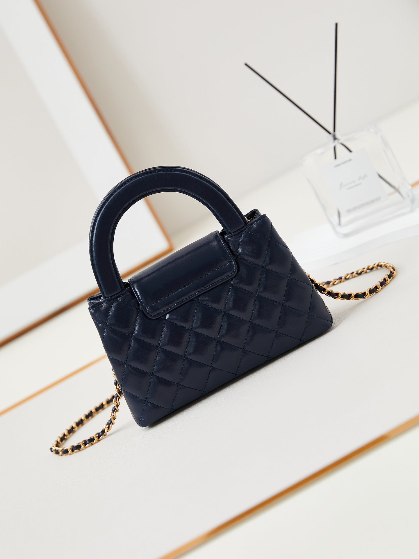 cc 24a nano 19cm kelly shopper bag navy blue lambskin mysite