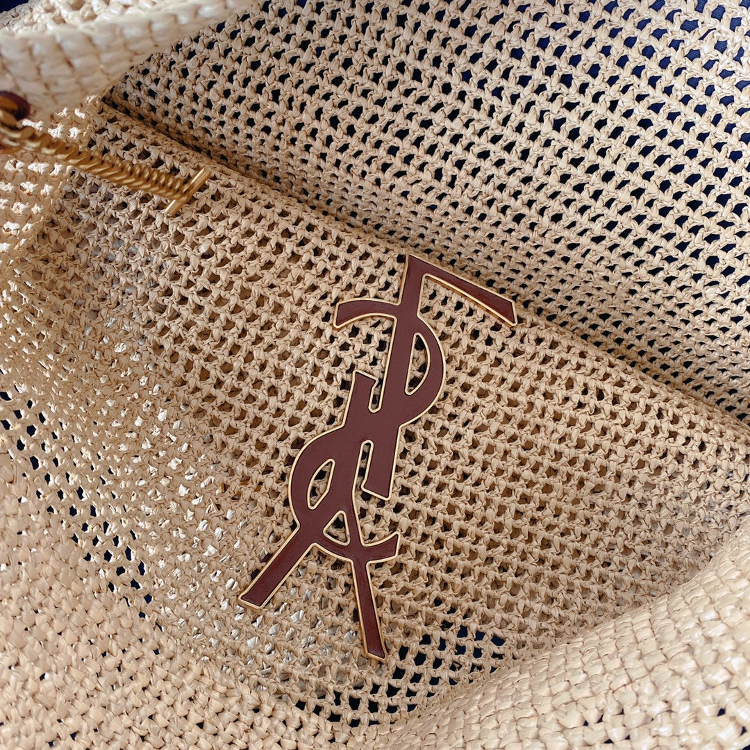 icare 58cm woven raffia brown calfskin mysite