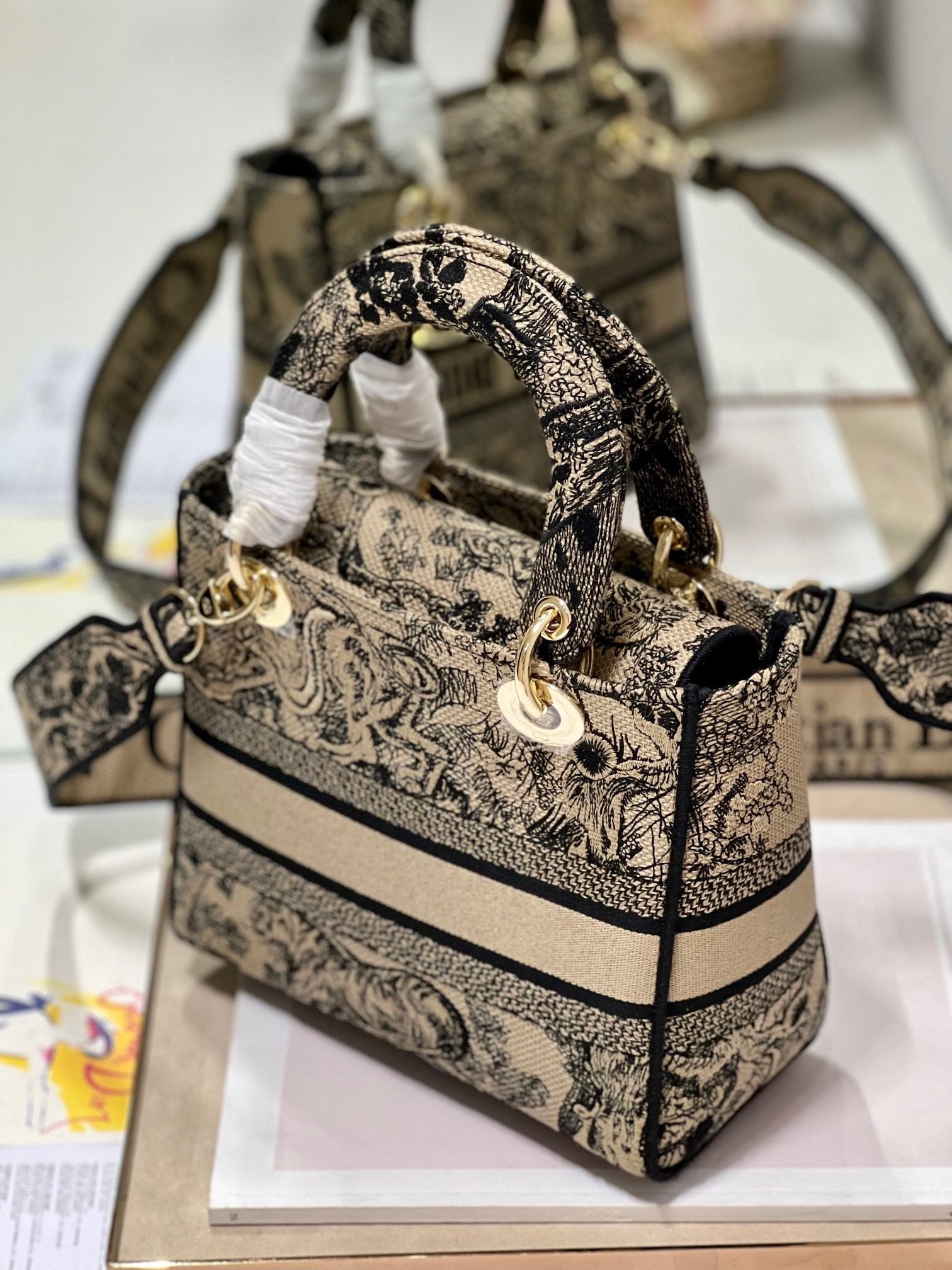 CD Apricot Tiger 24 Lady Dior Bag Canvas 336718 mysite