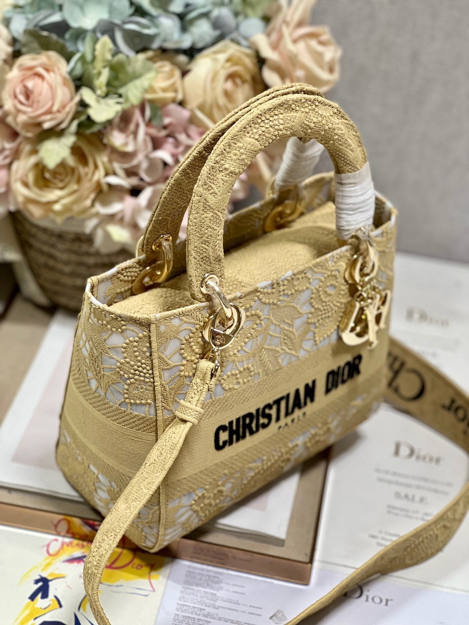 CD Mesh Apricot 24 Lady Dior Bag Canvas 336673 mysite