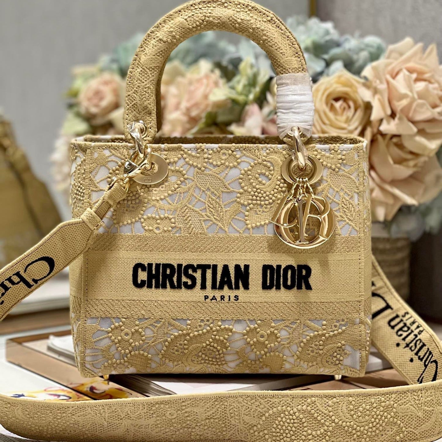 CD Mesh Apricot 24 Lady Dior Bag Canvas 336673 mysite