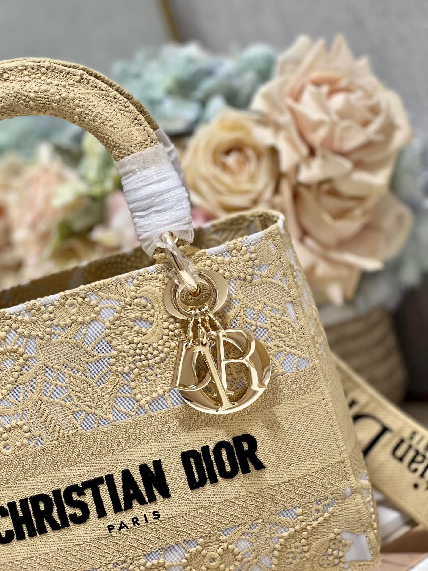 CD Mesh Apricot 24 Lady Dior Bag Canvas 336673 mysite