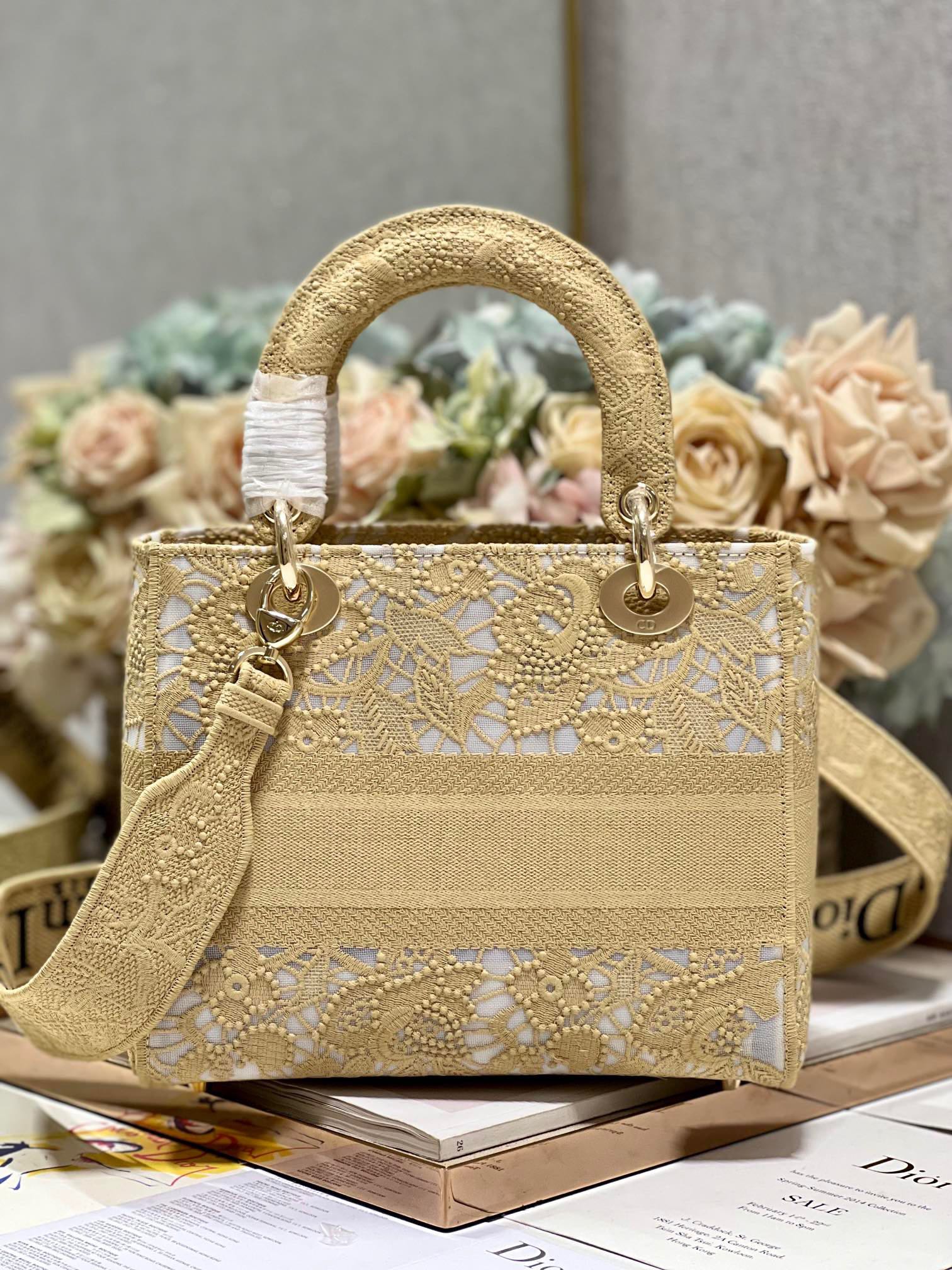 CD Mesh Apricot 24 Lady Dior Bag Canvas 336673 mysite