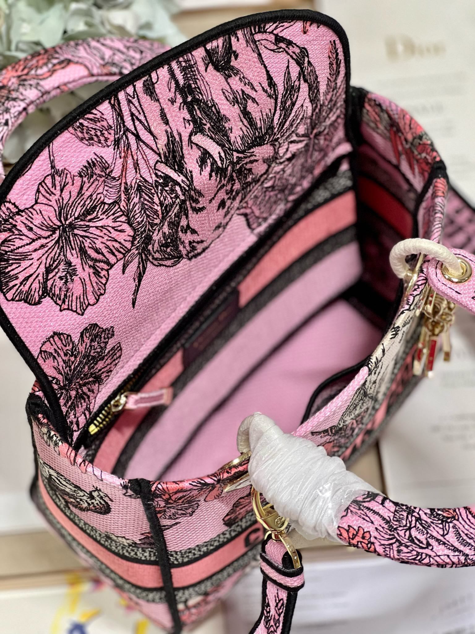 CD Elephant Pink 24 Lady Dior Bag Canvas 336676 mysite