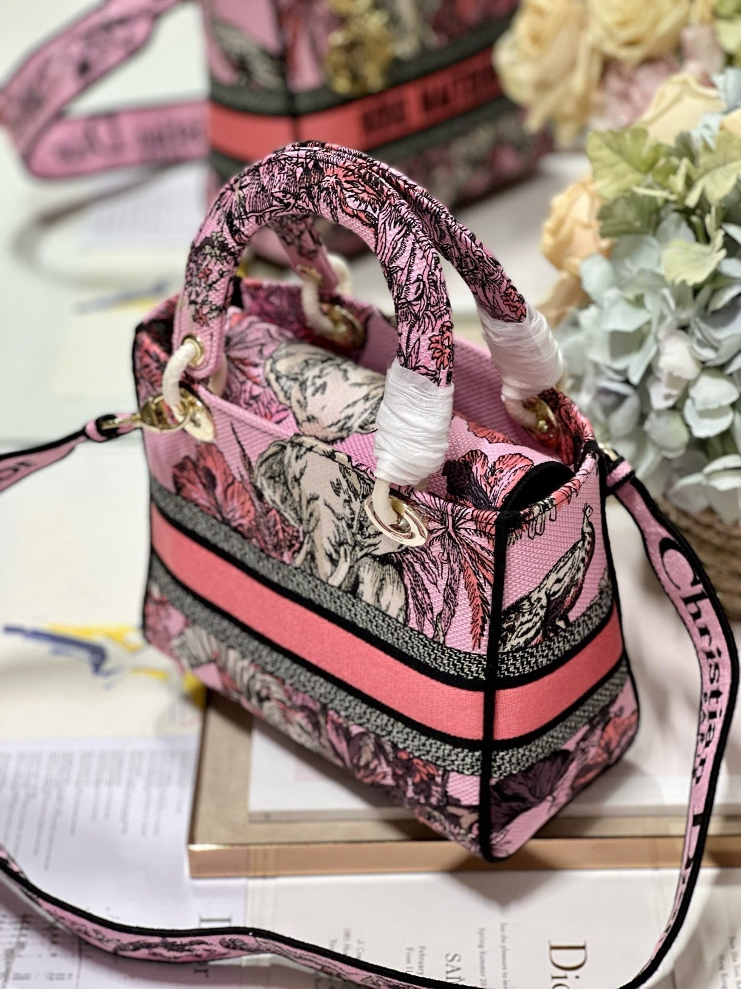 CD Elephant Pink 24 Lady Dior Bag Canvas 336676 mysite
