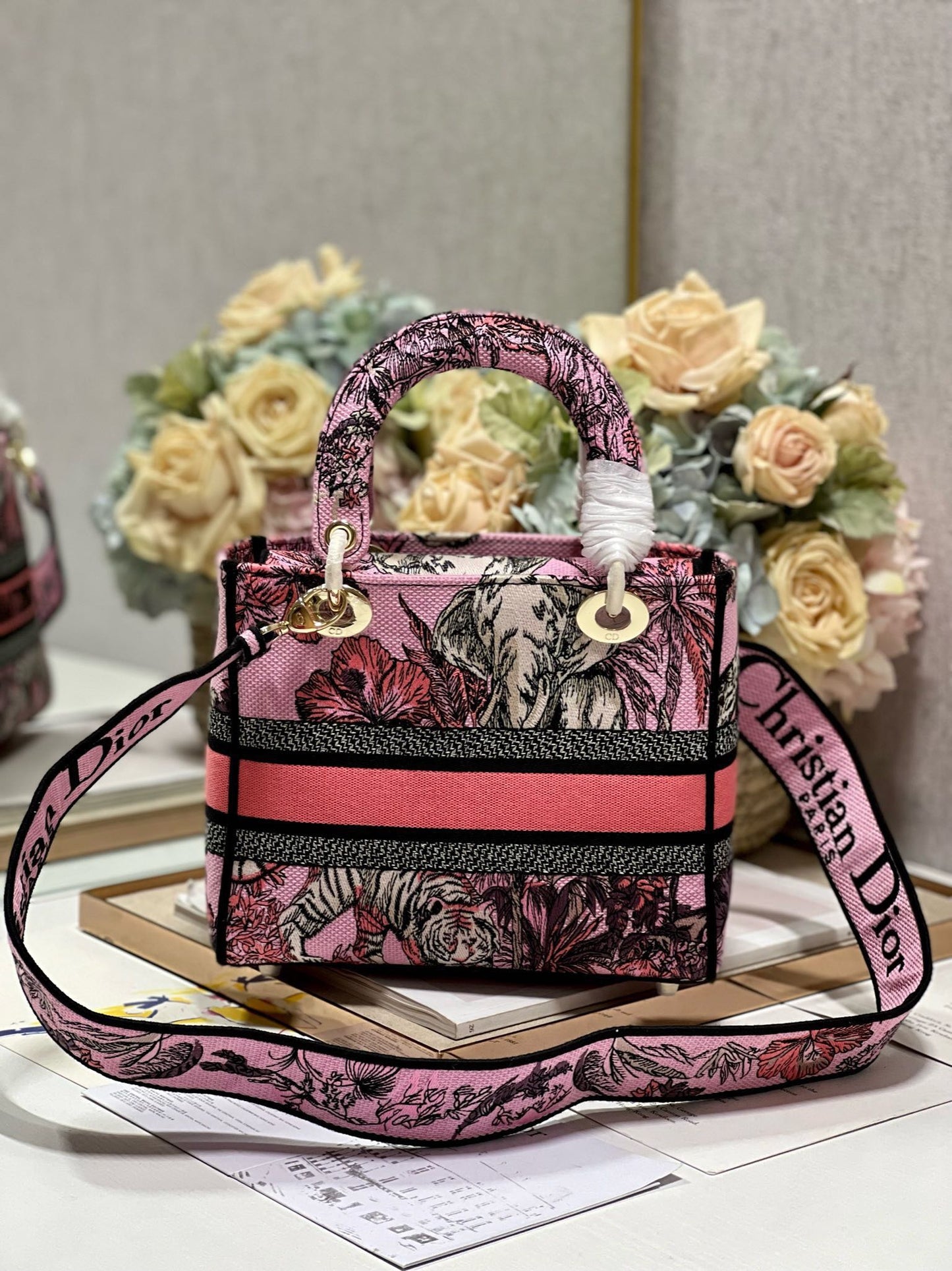 CD Elephant Pink 24 Lady Dior Bag Canvas 336676 mysite