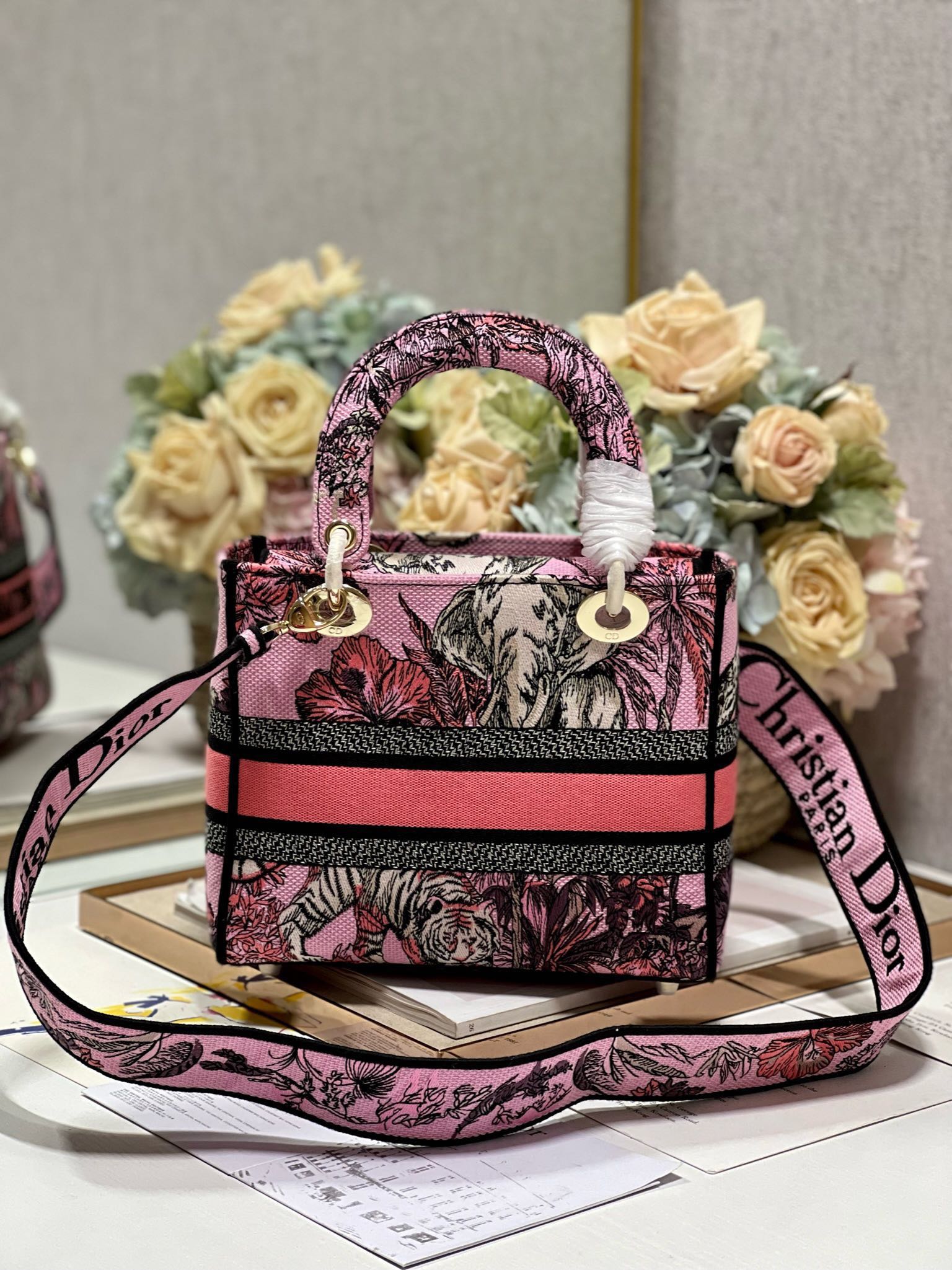 CD Elephant Pink 24 Lady Dior Bag Canvas 336676 mysite