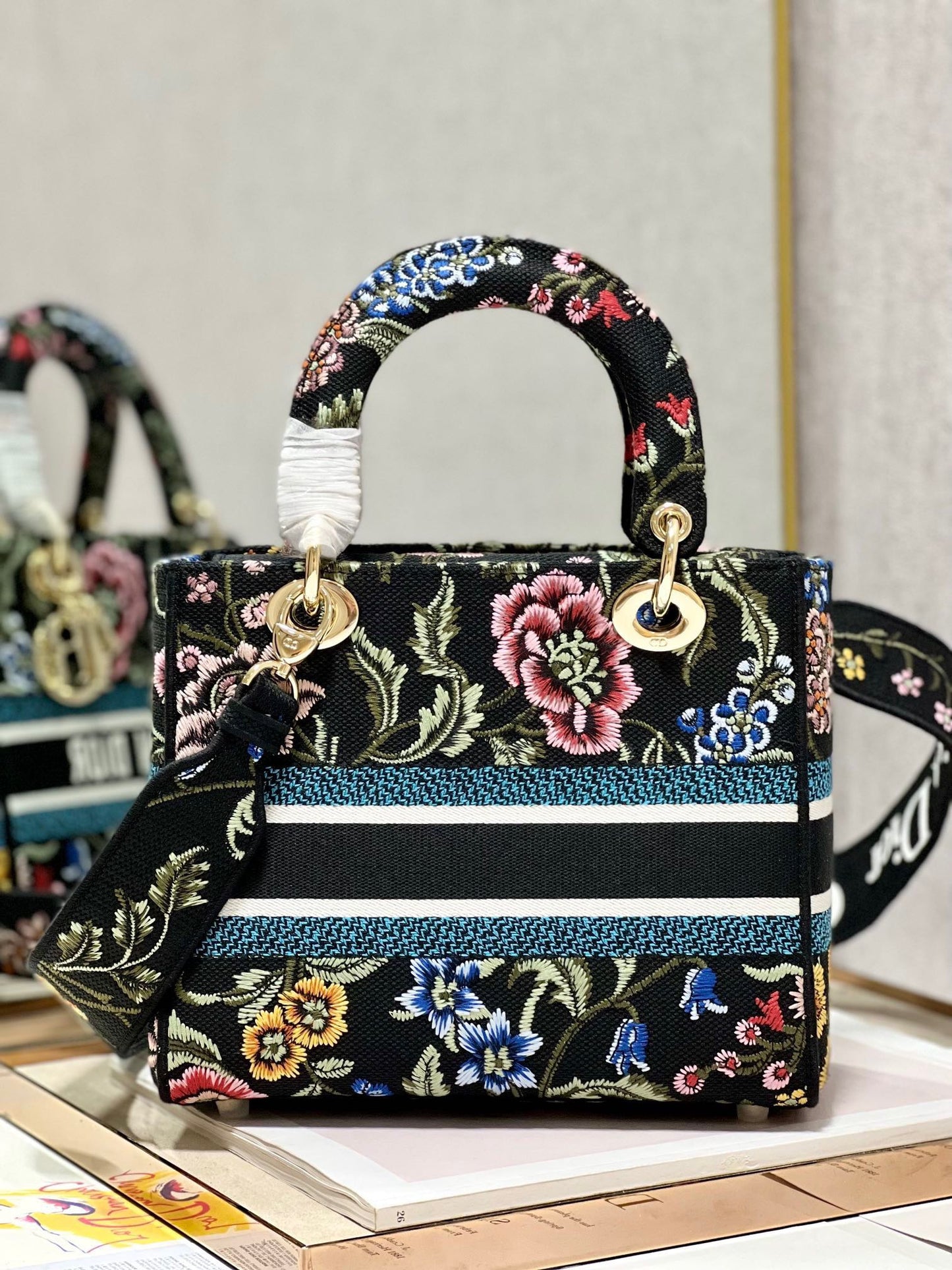 CD Flower Black Lady Dior Bag Canvas 336670 mysite