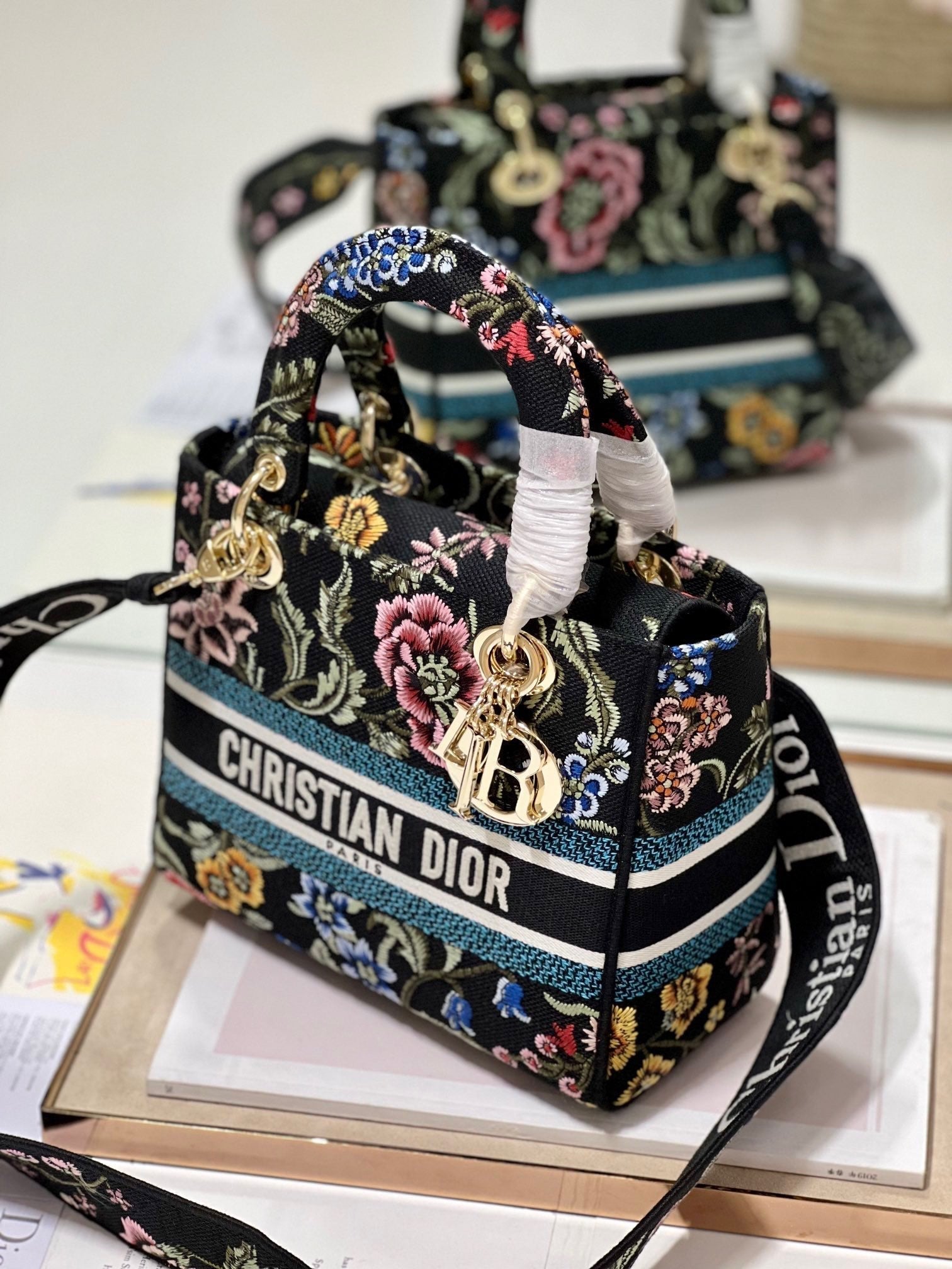 CD Flower Black Lady Dior Bag Canvas 336670 mysite