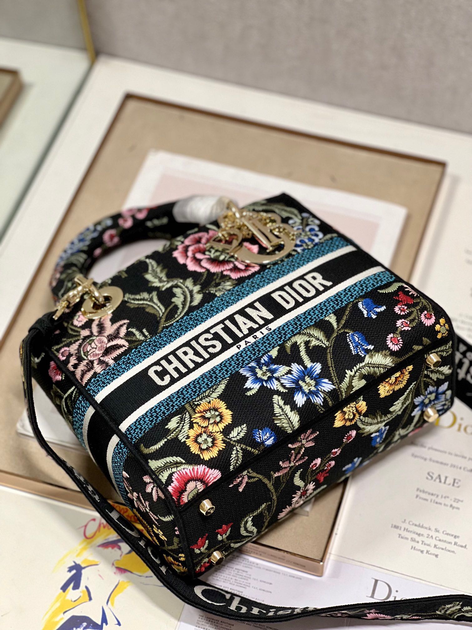 CD Flower Black Lady Dior Bag Canvas 336670 mysite