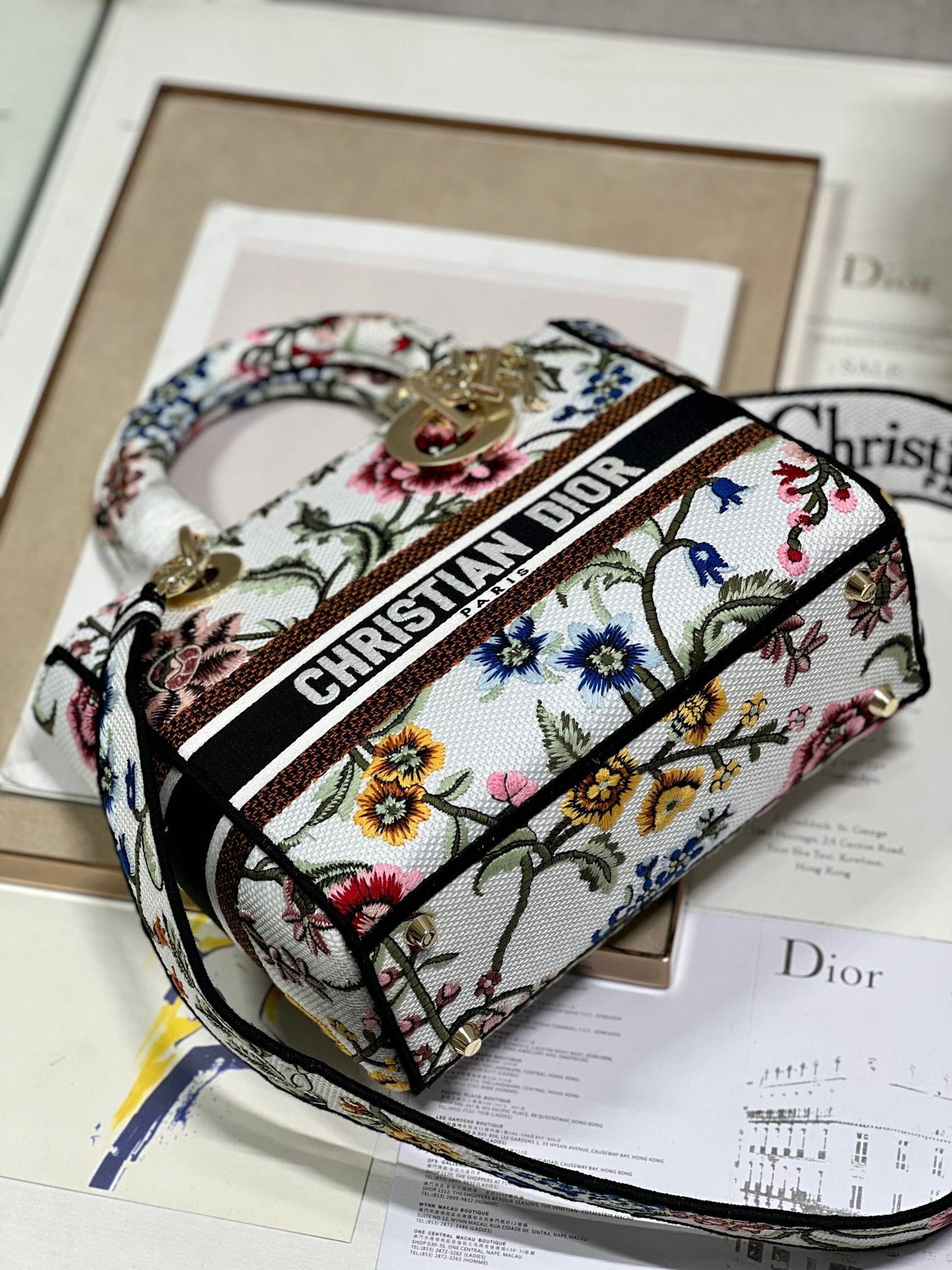 CD Floral White Lady Dior Bag Canvas 336682 mysite