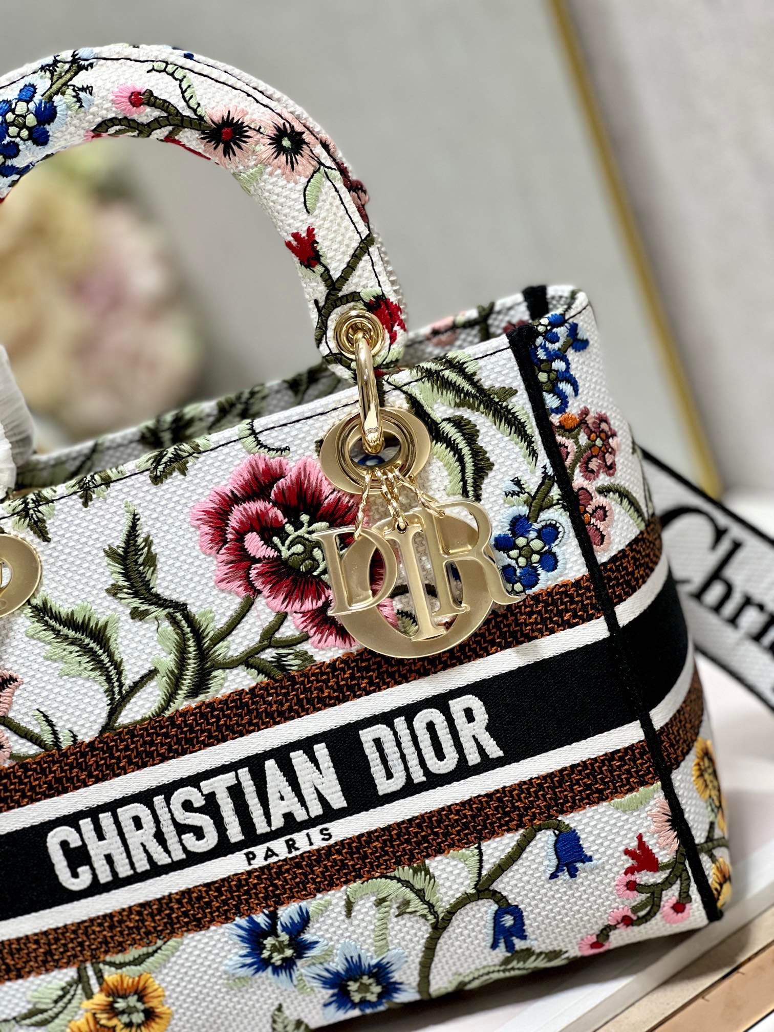 CD Floral White Lady Dior Bag Canvas 336682 mysite