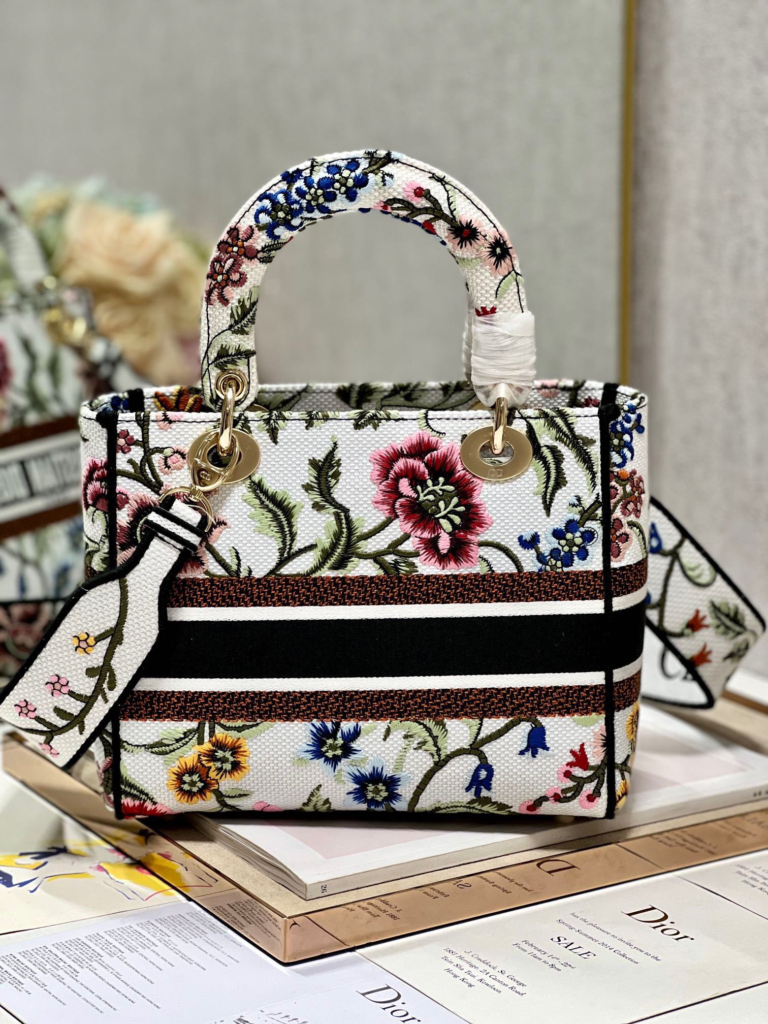 CD Floral White Lady Dior Bag Canvas 336682 mysite
