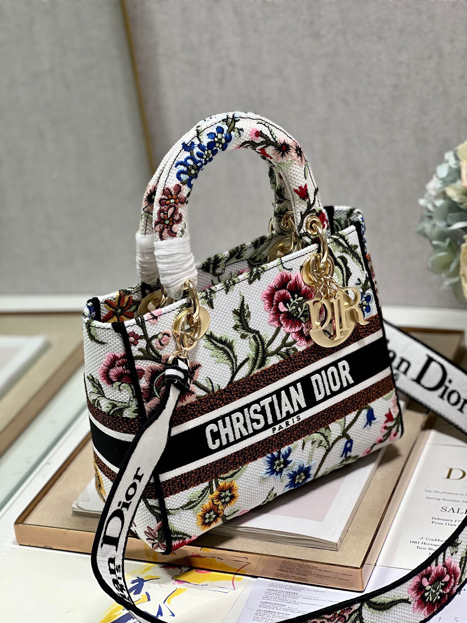 CD Floral White Lady Dior Bag Canvas 336682 mysite