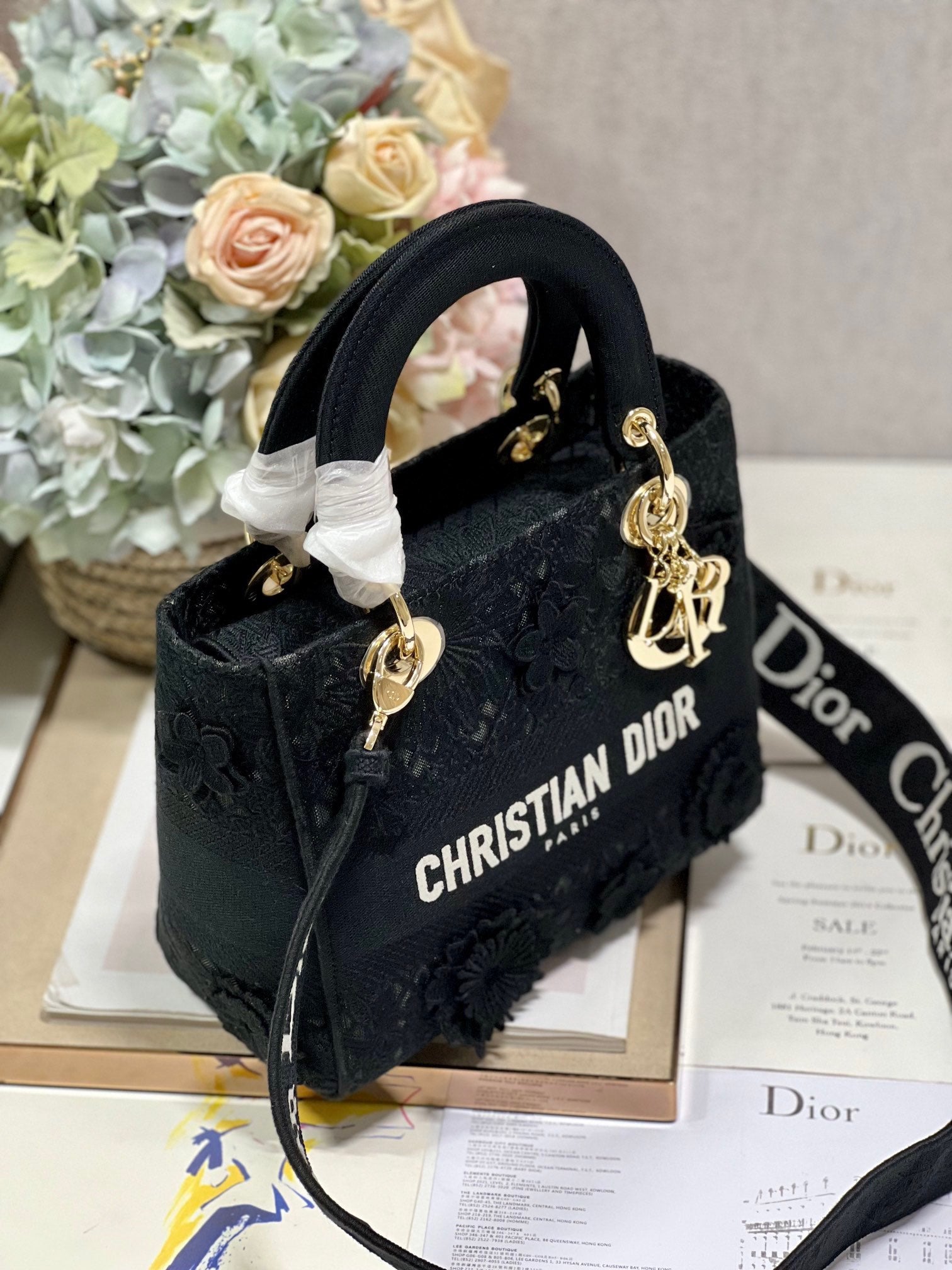 CD Flower Black 24 Lady Dior Bag Canvas 336721 mysite