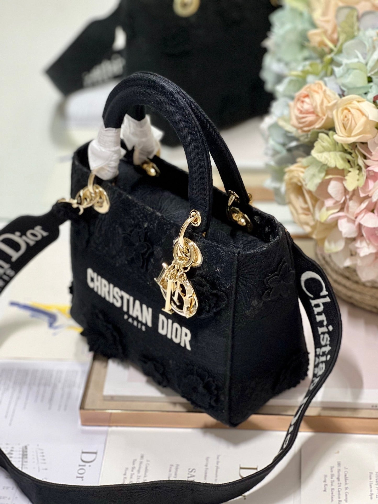 CD Flower Black 24 Lady Dior Bag Canvas 336721 mysite