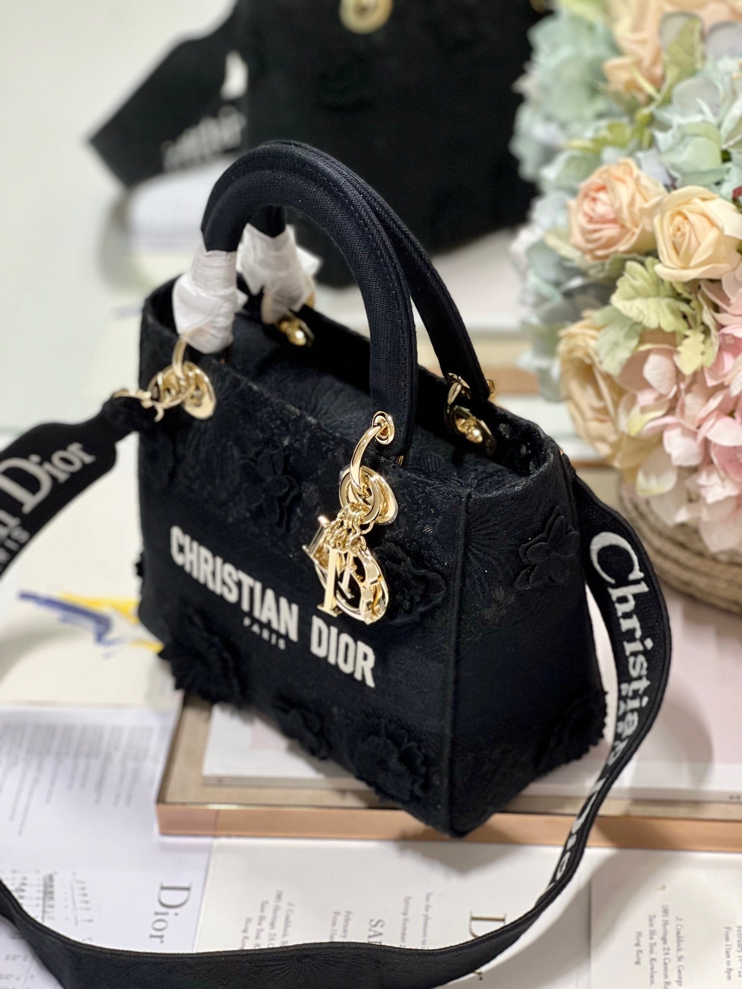 CD Flower Black 24 Lady Dior Bag Canvas 336721 mysite