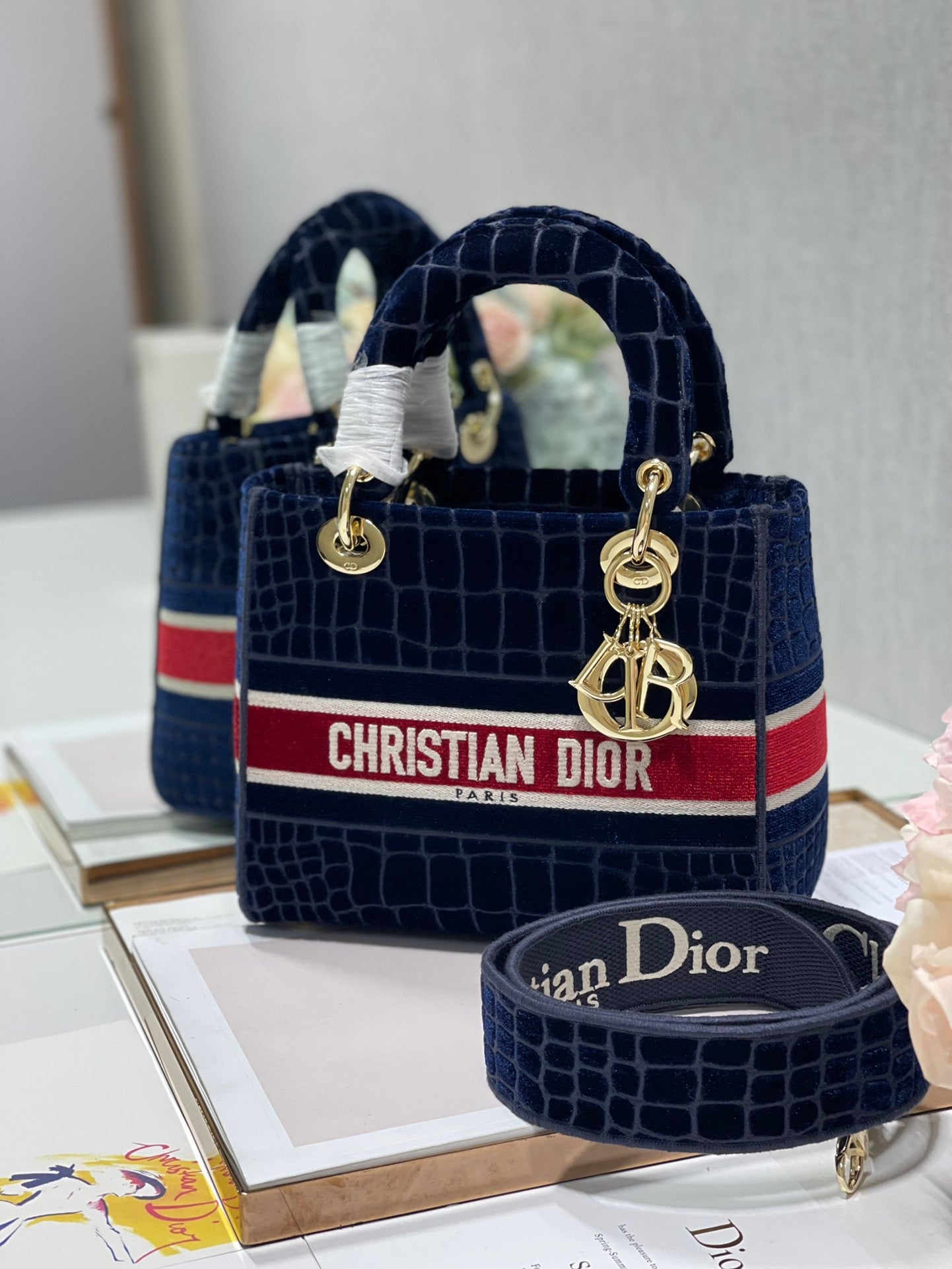 CD Velvet Crocodile Pattern 24 Lady Dior Bag Canvas 336657 mysite