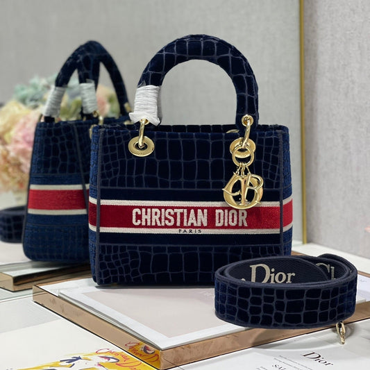 CD Velvet Crocodile Pattern 24 Lady Dior Bag Canvas 336657 mysite