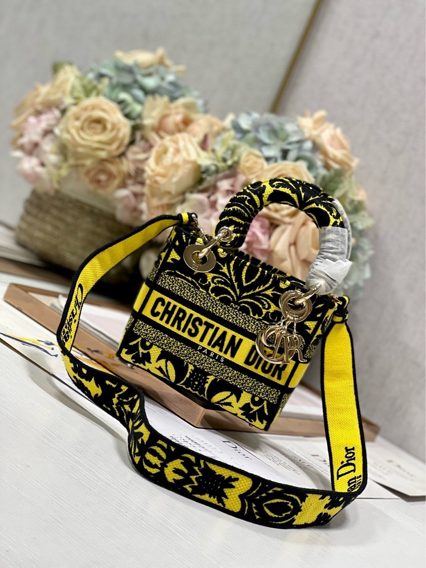 CD Flame Yellow 17 Lady Dior Bag Canvas 336745 mysite