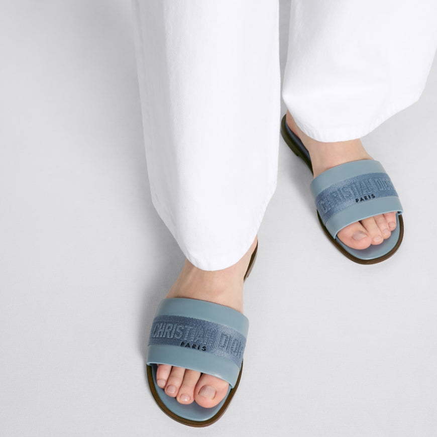 Solid Colors Calfskin and Embroidered Cotton Slippers mysite