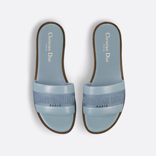 Solid Colors Calfskin and Embroidered Cotton Slippers mysite