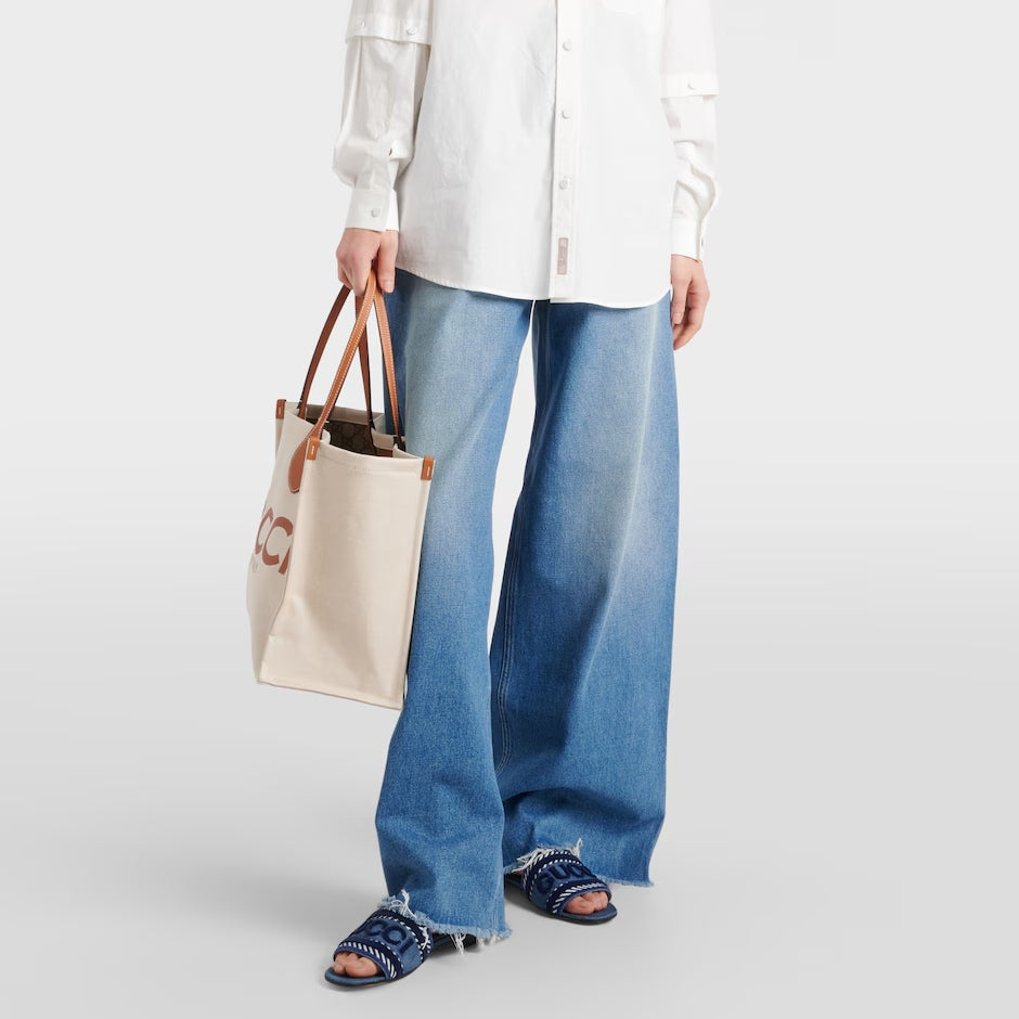 Letters Denim Flat Slippers mysite