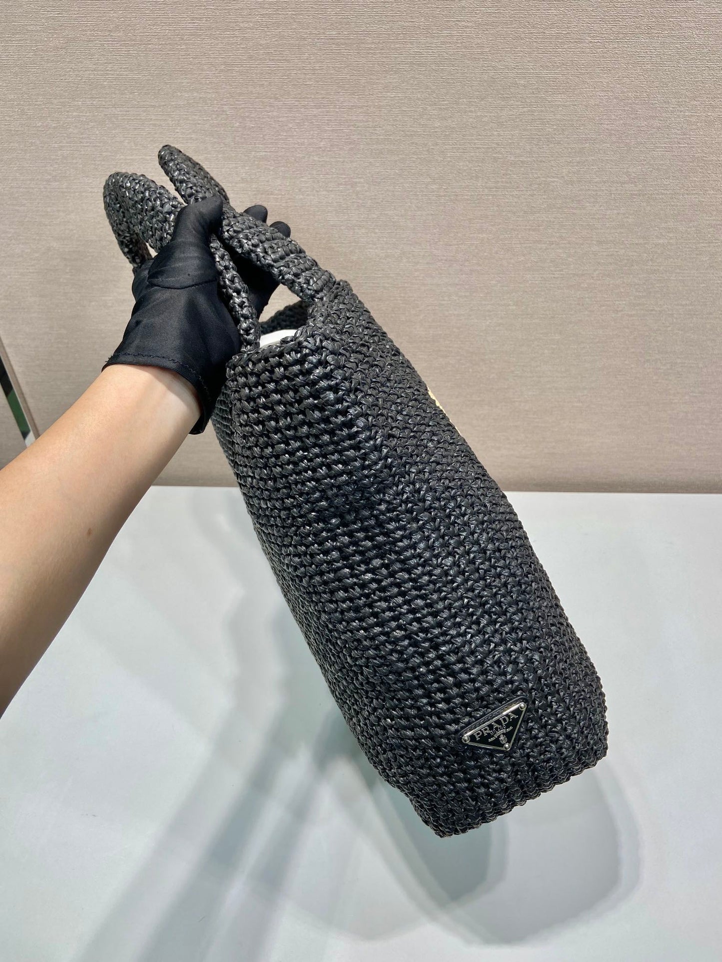 LARGE CROCHET TOTE BAG 47 IN BLACK MIX YELLOW RAFFIA mysite