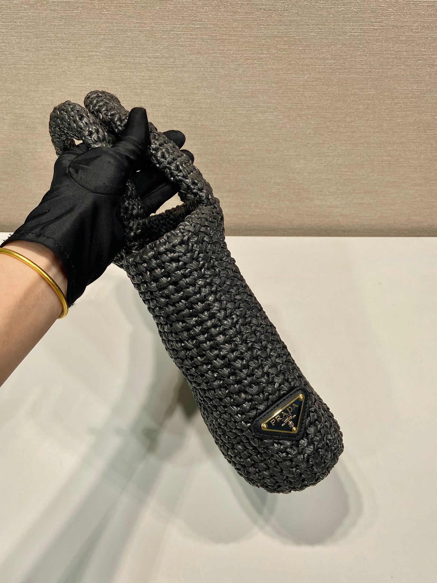 SMALL CROCHET TOTE BAG 24 IN BLACK MIX YELLOW RAFFIA mysite