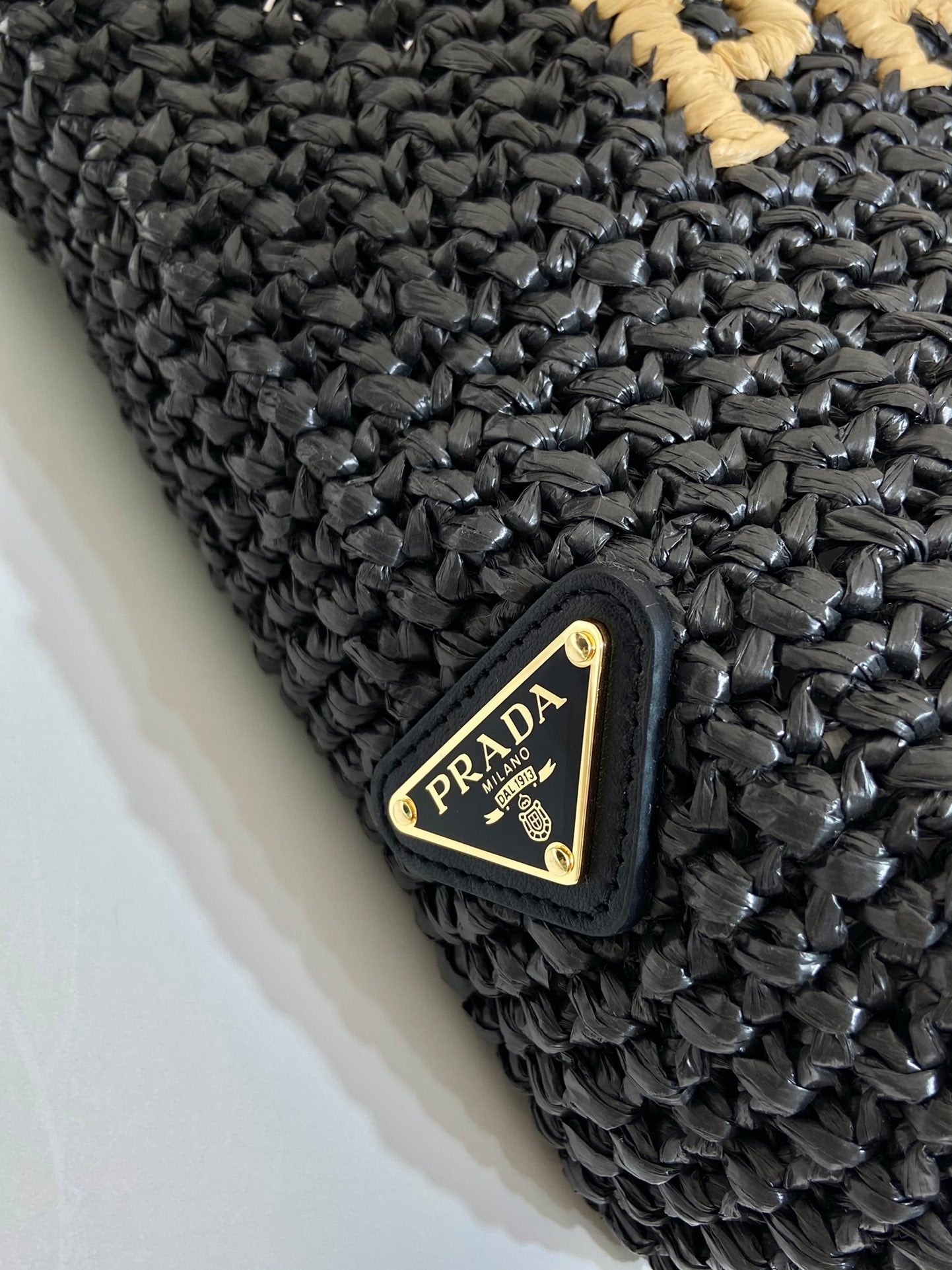 SMALL CROCHET TOTE BAG 24 IN BLACK MIX YELLOW RAFFIA mysite