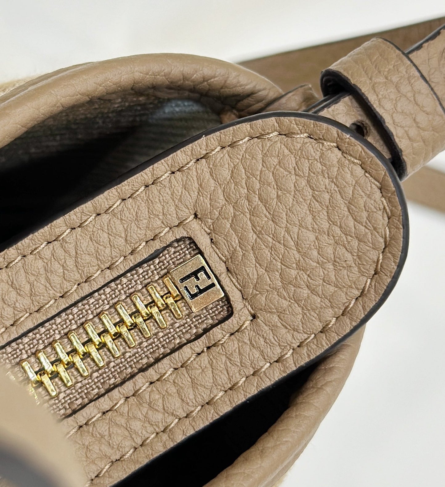 MINI ROLL BAG 15 PEANUT BROWN MIX WHITE FF JACQUARD FABRIC mysite