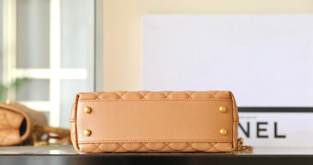 coco handle flap bag 24cm brown quilted caviar leather mysite