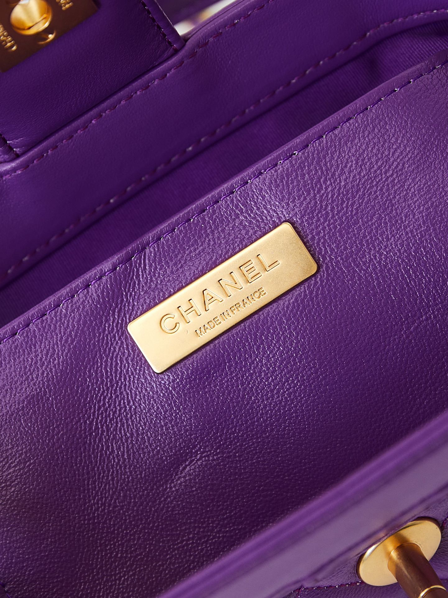 CC 24A Top Handle 18cm Purple Wax Leather Gold Hardware 238467 mysite